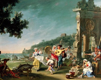 Tarantella in Margellina, ca. 1750 door Filippo Falciatore