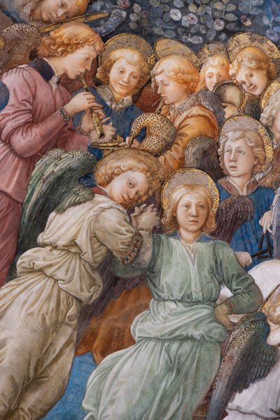Engelen, detail van de Kroning van Maria door Filippo Lippi