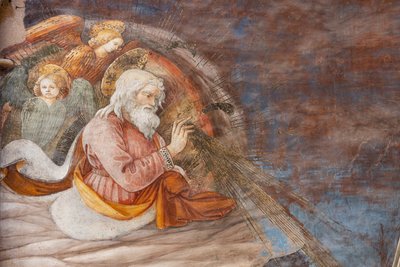 God en twee engelen (detail) door Filippo Lippi