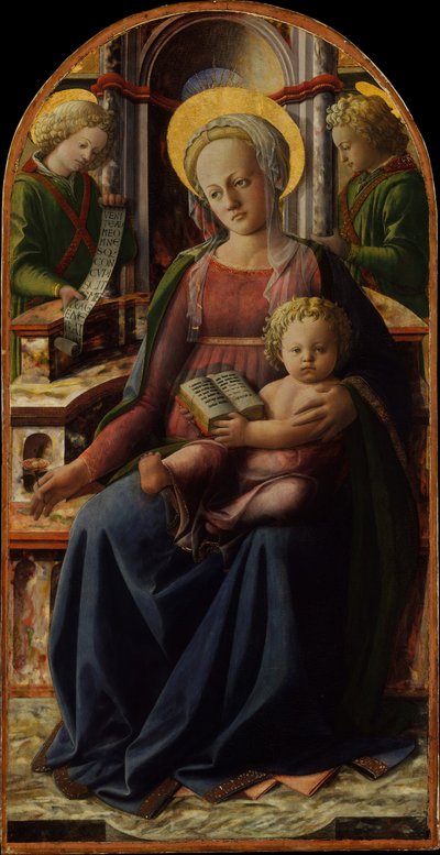 Madonna en Kind op de Troon met Twee Engelen, ca. 1440 door Fra Filippo Lippi