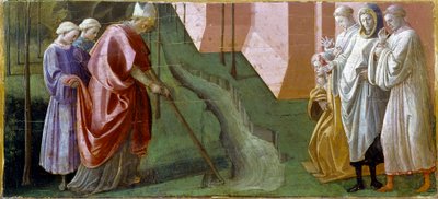 Pala Barbadori: Sint Fridianus stopt door zijn gebeden de overstroming van de Serchio-rivier door Filippo Lippi