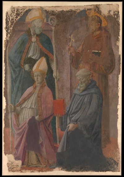 Heiligen Augustinus en Franciscus, een bisschop-heilige en Sint-Benedictus door Filippo Lippi