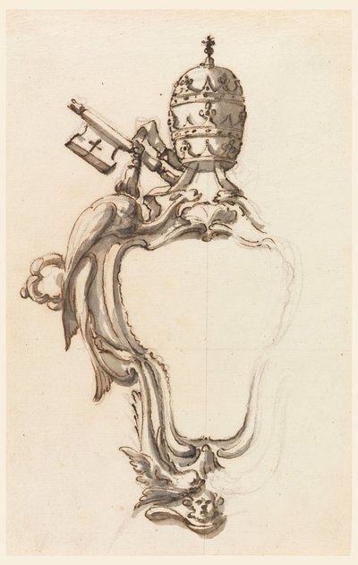 Tekening, Een pauselijk wapenschild, 1740-70 door Filippo Marchionni