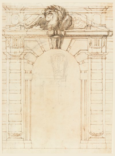 Portaal (recto); Portret van een jonge krijger (verso) door Filippo Marchionni