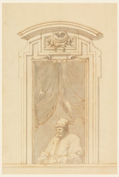 Raamkozijn en helft van een figuur van een Turk door Filippo Marchionni