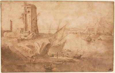 Landschap met Toren aan de Kust door Filippo Napoletano