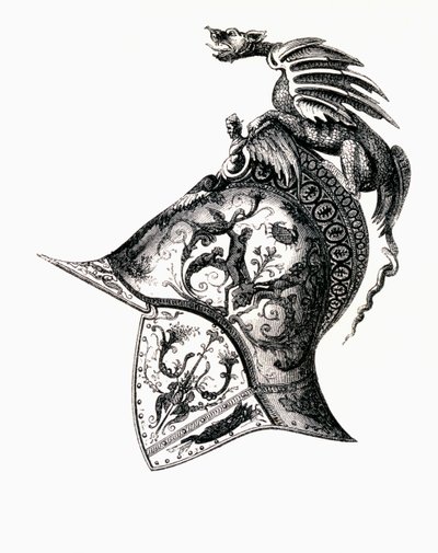 Gedamasceerd Helm van Koning Frans I van Frankrijk, 1855 door Filippo Negroli