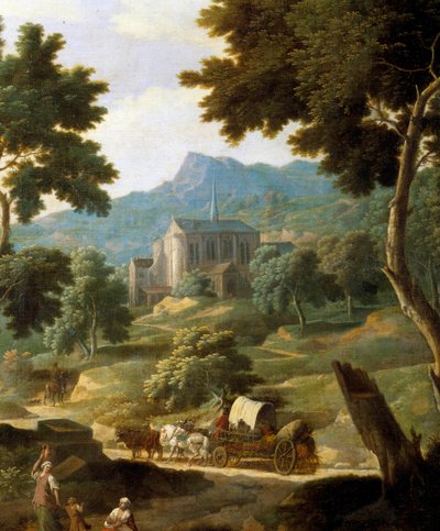 Landschap met kerk (detail) door Filippo Verali