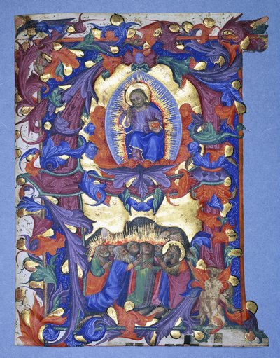 Een grote gehistorieerde "A" met een afbeelding van de Hemelvaart, c.1450 door Filippo di Matteo Torelli