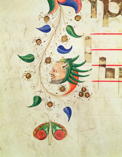Missaal 515 f.72v Zoomorfische bladerrand, detail uit een Koorboek uitgevoerd voor 1449 door Filippo di Matteo Torelli