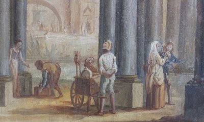Genrescène, detail van de salonluiken, Koningin