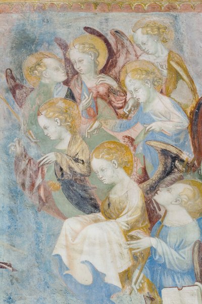 Engelen, detail van het Laatste Oordeel, ca. 1400 (detail) door Filippolo de and Veris da Milano Veris da Milano