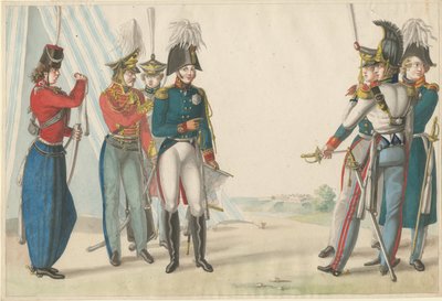 Tsaar Alexander I en Russische officieren, 1815 door Finert