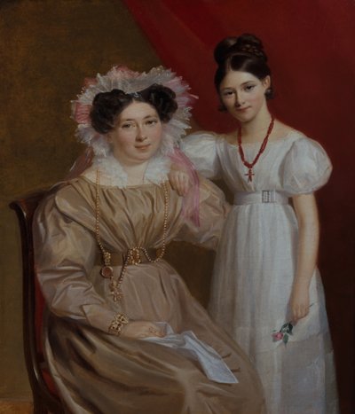 Portret van een moeder en dochter door Firmin Massot