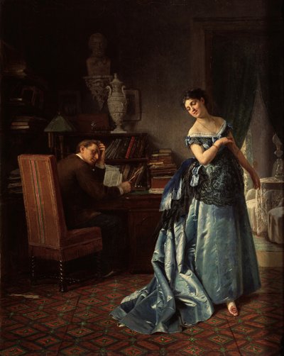 Een modieuze dame. Voorbereiding voor een Bal, 1872 door Firs Sergeevich Zhuravlev