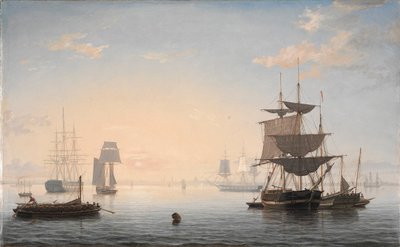 Haven van Boston, met de Stad in de Verte door Fitz Henry Lane