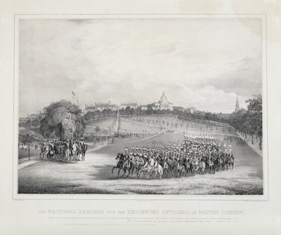 De Nationale Lancers met de beoordelingsfunctionarissen op Boston Common door Fitz Henry Lane