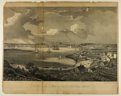 Uitzicht op de stad Gloucester, Massachusetts door Fitz Henry Lane