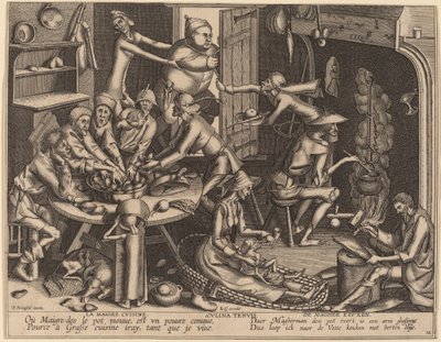 De dunne keuken door Flemish 17th Century, after Pieter van der Heyden, after Pieter Bruegel the Elder