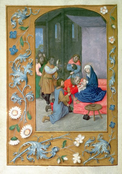 Aanbidding van het Kind, uit de Hastings Getijden door Flemish School