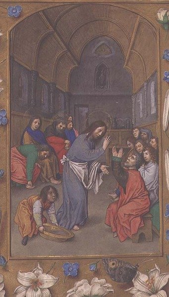 Christus wast de voeten van de discipelen, uit de Hastings Hours, c.1475-83 door Flemish School
