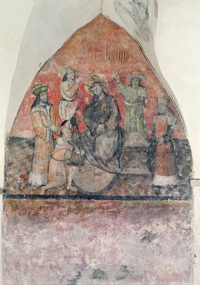 Christus gekroond met de doornenkroon, muurschildering in de crypte, ca. 1480-1540 door Flemish School