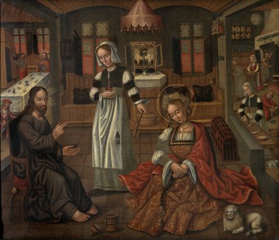 Christus in Bethanië in het Huis van Martha en Maria door Flemish School