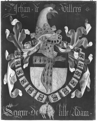 Wapen van Jehan de Villers (d.1439), Heer van Lille Adam, 3e Hoofdstuk van de Orde van het Gulden Vlies, Dijon, 1430 door Flemish School