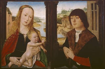 Diptiek - Maagd en Kind en een Donor, c.1490-1500 door Flemish School