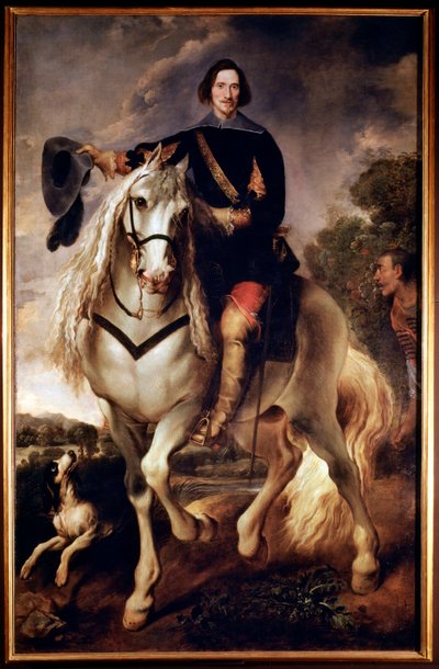 Ruiterportret van een kapitein met zijn Moorse page door Flemish School