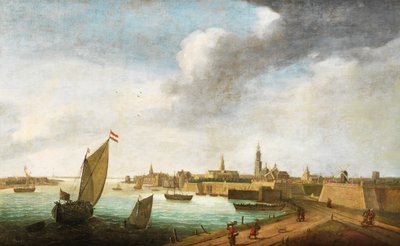 Vlaams 17de eeuws Gezicht op Antwerpen door Flemish School