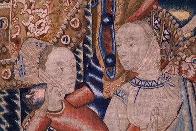 Vlaamse wandtapijt. De Doortocht door de Rode Zee. Ca 1490. (detail) door Flemish School