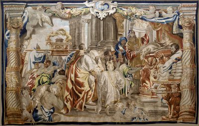 Vlaamse wandtapijt. Serie Apotheose van de Eucharistie. Offer van de Mozaische Wet. Model Carton gekopieerd van een origineel door Rubens. Brussels manufacture. Midden 17e eeuw. door Flemish School
