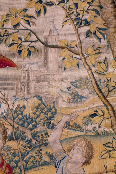 Vlaamse wandtapijt. Serie Fabel van Ovidius: De roof van Ganymedes. Atelier Willem de Pannemaker, Brussel. Voor 1556. (detail) door Flemish School
