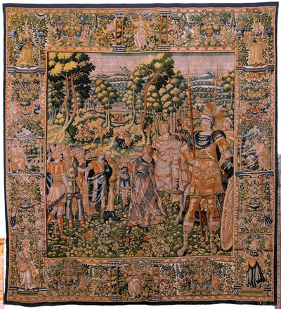 Vlaamse wandtapijt. Serie Verhaal van Cyrus. Astyages herkent Cyrus. Anoniem, gebaseerd op Michiel Coxcie. Ca 1590. door Flemish School