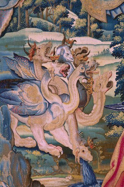 De Apocalyps: Sint-Michiel verslaat de draak. Detail. door Flemish School