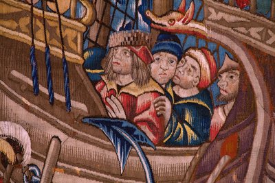 Vlaamse wandtapijt. Serie De Portugezen in India: De Aankomst in Calicut. Ca 1510. Collectie Caixa Geral de Depósitos, Lissabon. (detail) door Flemish School