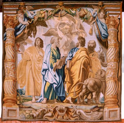 Vlaamse wandtapijt. Serie De Triomf van de Eucharistie. De vier evangelisten. Elfde wandtapijt in de serie. Model Peter Paul Rubens. 1626-1628. Fabriek Jan II Raes, Hans Vervoert, Jacques Fobert, Brussel. door Flemish School