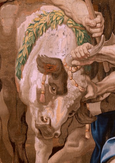 Vlaamse wandtapijt. Serie De Triomf van de Eucharistie. Overwinning van de Eucharistie op heidense offers. Vierde wandtapijt in de serie. Model Peter Paul Rubens. 1626-1628. Fabrikant Jan II Raes, Jacques Fobert, Brussel. door Flemish School