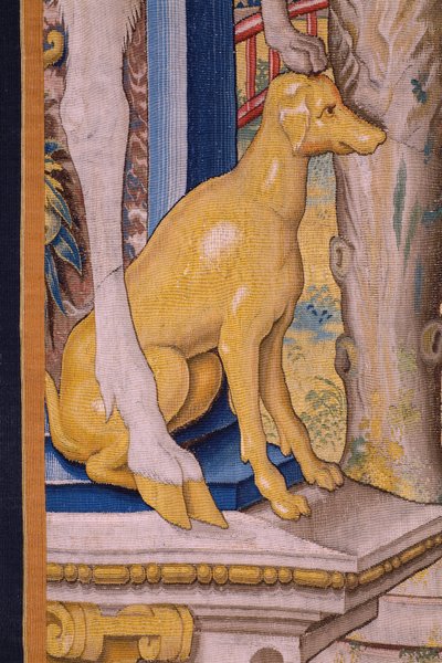Vlaamse wandtapijt. Serie Vertumnus en Pomona: Vertumnus als boer. Atelier Willem de Pannemaker. Ca 1545-1550. (detail) door Flemish School