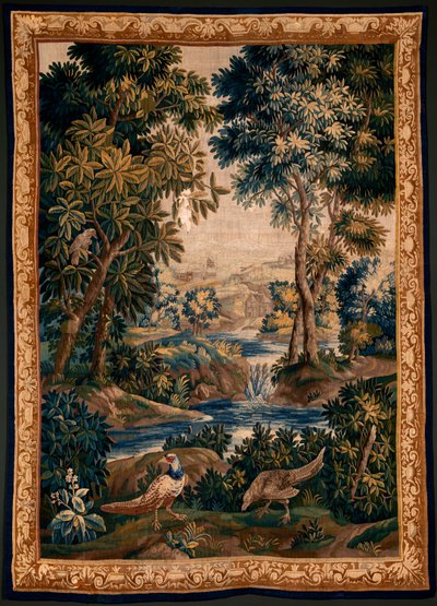 Vlaamse wandtapijt. Zogenaamde Verdure (Landschap met water, bomen en fazanten). Atelier van Oudenaarde. 277x200cm. Inv 00012. 17e eeuw. door Flemish School