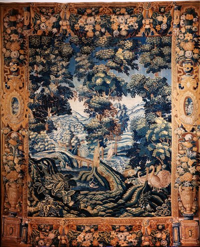 Vlaamse wandtapijt. Zogenaamde verdure. Atelier van Oudenaarde. Privécollectie. 17e eeuw (?) door Flemish School