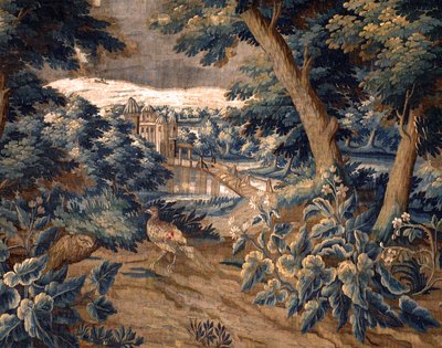 Vlaams wandtapijt. Verdure. Eind 17e-begin 18e eeuw. Detail. door Flemish School
