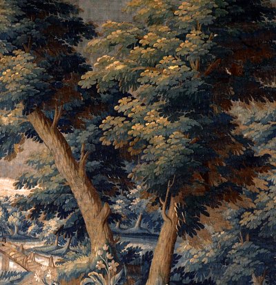 Vlaamse wandtapijt. Verdure. Eind 17e-begin 18e eeuw. Eigendom van de kerk Sint-Walburgakerk Oudenaarde (Dekenij van de Sint-Walburga). (detail) door Flemish School