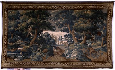 Vlaamse wandtapijt. Verdure. Liefdesscène. Oudenaarde. Eind 17e-begin 18e eeuw. Detail door Flemish School