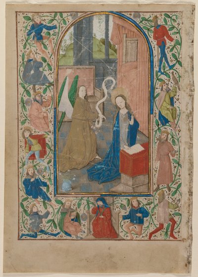Blad uit een getijdenboek: De Aankondiging door Flemish School