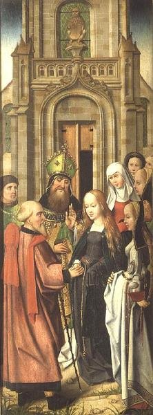 Het huwelijk van de Maagd Maria, begin 16e eeuw (rechter paneel van drieluik) door Flemish School