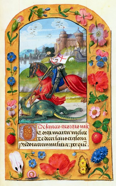 St. Joris en de Draak, uit een Getijdenboek, waarschijnlijk Brugge, ca.1500-05 door Flemish School