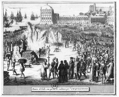 Methode van verbranding van degenen die door de Inquisitie zijn veroordeeld door Flemish School