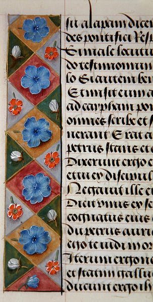 Ms. 1058-1975, f.17v: detail van een bloemenrand uit een Getijdenboek, c.1500 door Flemish School